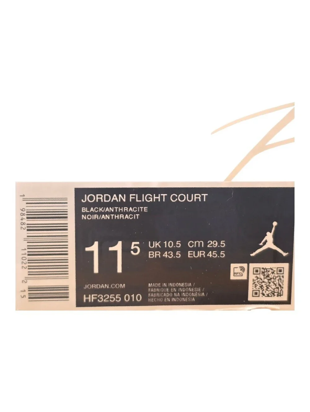 Jordan Flight Court Black Anthracite Men’s 11.5 Skate Sneakers Suede HF3255-010